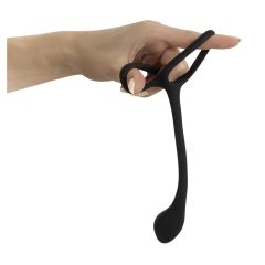   Black Velvet - tanki analni dildo s penisom i prstenom za testise (crni)