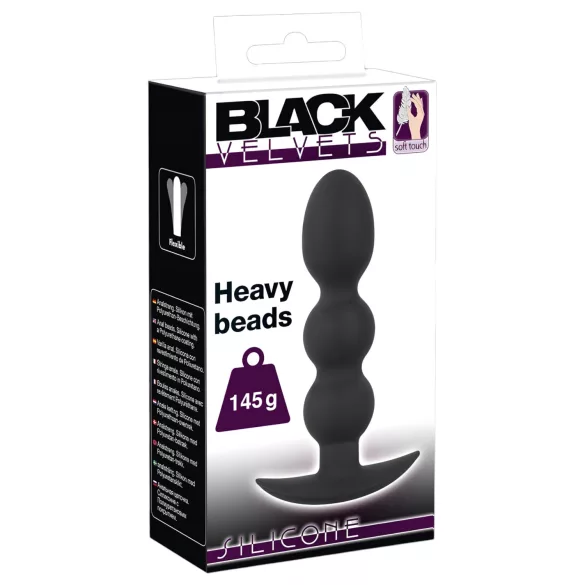 Black Velvets - analni plug s kuglicama - težina 145g - crni