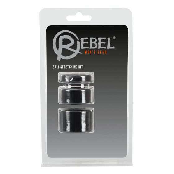 Rebel Ball - set za penis, skrotum i nosila - (crno)