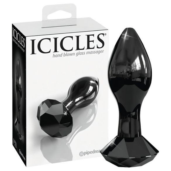 Icicles No. 78 - Konični stakleni analni plug (crni)