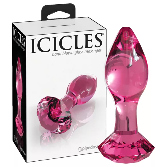 Icicles No. 79 - stakleni analni čep sa šiljastim vrhom - roza