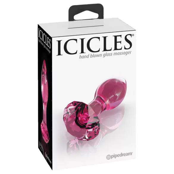 Icicles No. 79 - stakleni analni čep sa šiljastim vrhom - roza