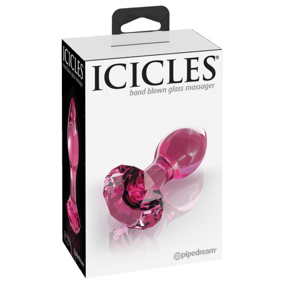 Icicles br. 79 - stožasti stakleni analni dildo (roza)