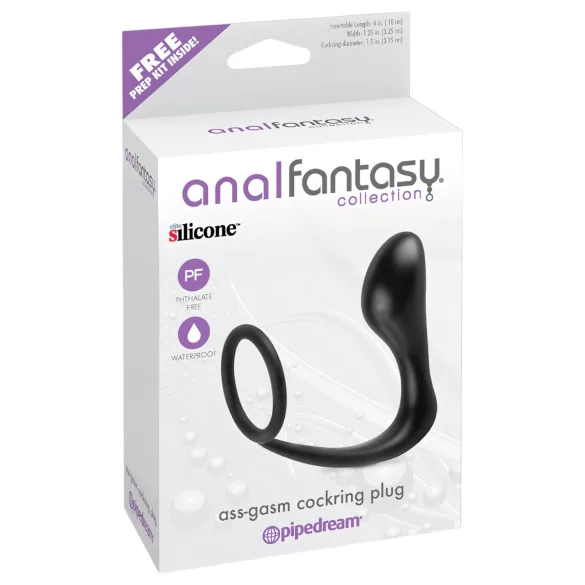 Pipedream - analfantasy ass-gasm - analni čep s penisnim prstenom (crni)
