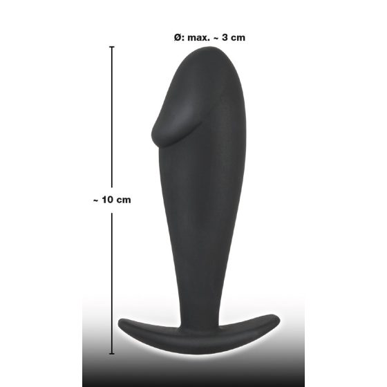 Black Velvet - analni dildo s velikim jajima (crni)