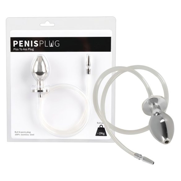 Piss to Ass Plug - šuplji analni plug s dilatatorom za mokraćnu cijev
