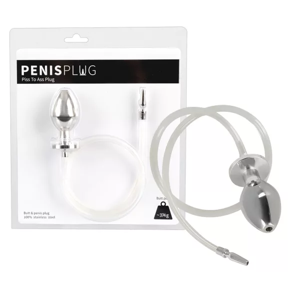 Piss to Ass Plug - šuplji analni čep s dilatatorom za mokraćnu cijev
