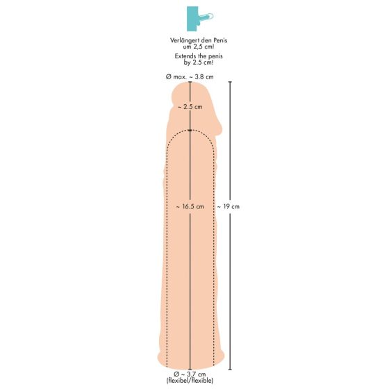 You2Toys - Silikon - omotač za produžetak penisa (prirodni) - 19cm