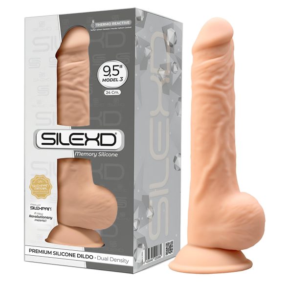 Silexd 9,5 - Prirodni Dildo s prianjajućom bazom - 24 cm