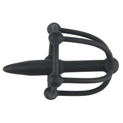  Penisplug - silikonski kavez za glavić s uretralnim konusom (crni)