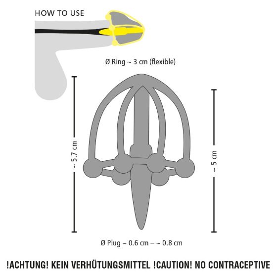 Penisplug - silikonski kavez za glavić s uretralnim konusom (crni)