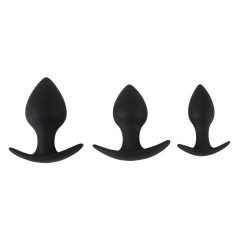   Black Velvet - komplet silikonski analni dildo (3 dijela) - crni