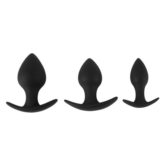 Black Velvet - komplet silikonski analni dildo (3 dijela) - crni