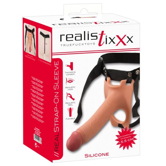 Realistixxx Strap-on - strap-on, šupalj, realistični dildo (prirodni)