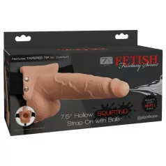   Fetish Strap-On - strap-on dildo s ejakulacijom - realističan - 19 cm - natur