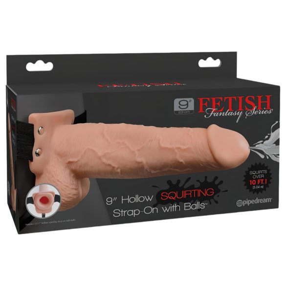 Fetish Strap-On 9 - pričvrstivi šuplji dildo s prskanjem (prirodni izgled)