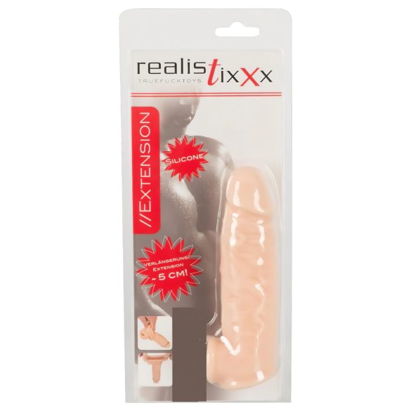 Realistixxx - prsten za penis s plaštom - 16 cm (natur)