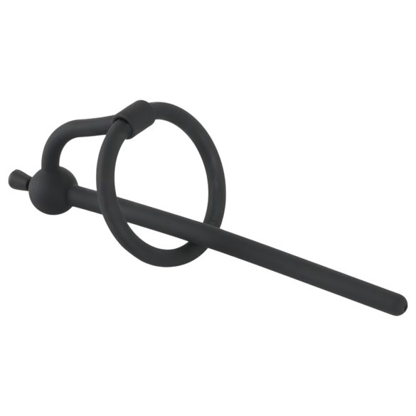 Penisplug - silikon dilatator s prstenom (0,6mm) - crna
