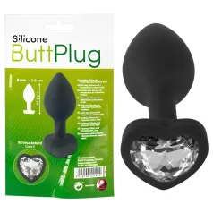You2Toys - analni čep s bijelim kristalom - crni
