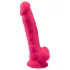 Silexd 7 - dildo s testisima i vakuumskim čepom - 17,5 cm (roza)