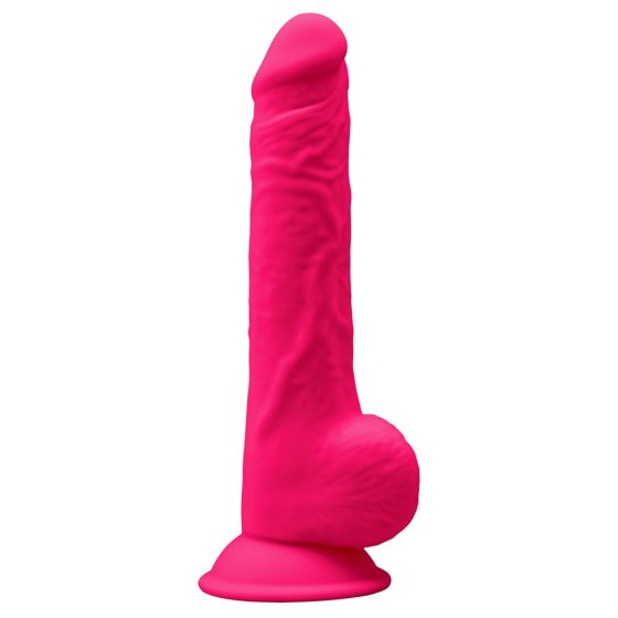 Silexd 9.5 - savitljiv, ljepljiv, testikularni dildo - 24 cm (roza)