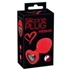   You2Toys Plug M - crni analni dildo u obliku srca od kamena - srednji (crveni)