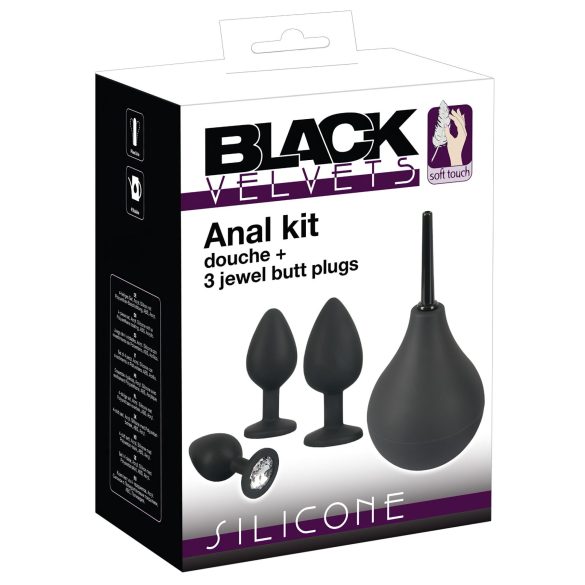 Crni Baršun - set analnih plugova (4 dijela) - crna boja