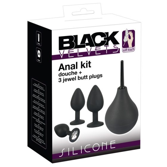 Black Velvet - analni dildo set (4 dijela) - crni