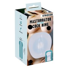   STROKER - masturbator umjetne mace, s prstenom za penis (mliječno bijeli)