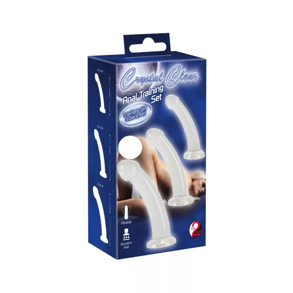 Crystal Clear - analni dildo set - 3 komada - prozirno