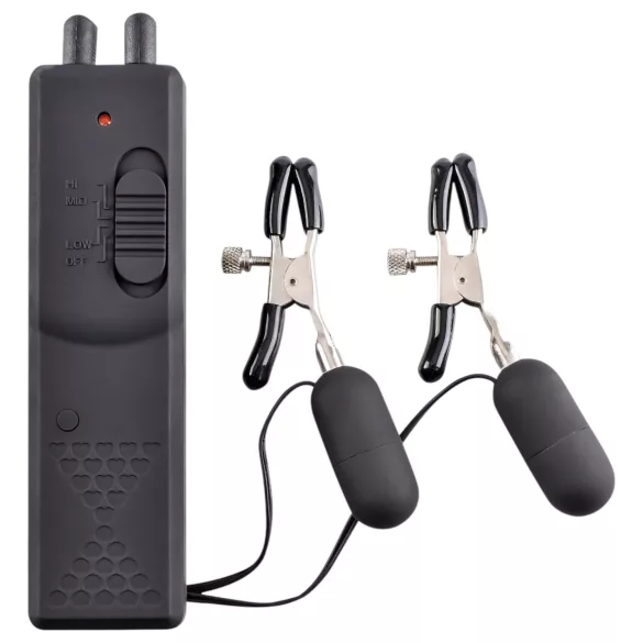 Fetish - vibrirajuće kvačice za bradavice - crna