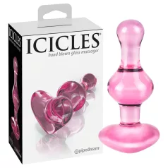 Icicles No. 75 - analni čep sa srcem - staklo - roza