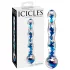 Icicles No. 08 - stakleni dildо s valovitim dizajnom, dvostrani - prozirno-plavi