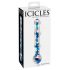 Icicles No. 08 - Valoviti dvostruki stakleni dildo (prozirno-plavi)