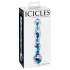 Icicles No. 08 - stakleni dildо s valovitim dizajnom, dvostrani - prozirno-plavi