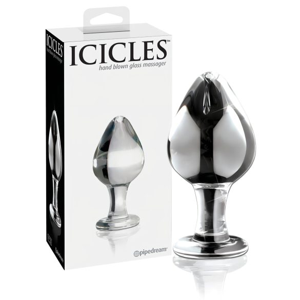 Icicles No. 25 - stožasti, stakleni analni čep (prozirni)