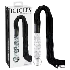   Icicles No. 38 - kožni bič i stakleni dildo - prozirno-crni