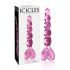 Icicles No. 43 - stakleni dildo s perlama i srcem (roza)