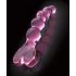Icicles No. 43 - stakleni dildo s perlama i srcem (roza)