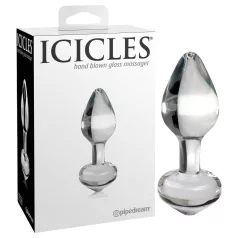 Icicles No. 44 - stakleni analni čep s konusom - prozirni