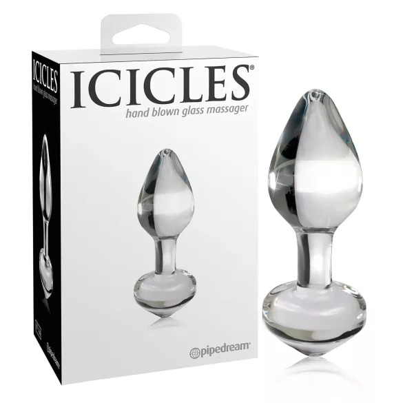 Icicles No. 44 - stakleni analni čep s konusom - prozirni