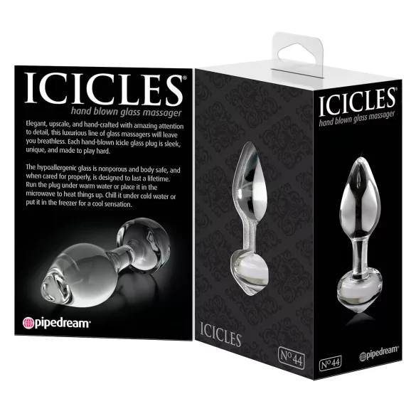 Icicles No. 44 - stakleni analni čep s konusom - prozirni