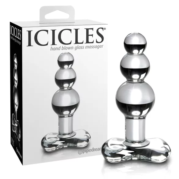 Icicles No. 47 - analni plug s tri kuglice - staklo - prozirni