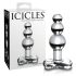 Icicles No. 47 - trostruki stakleni analni čep s perlama (prozirni)