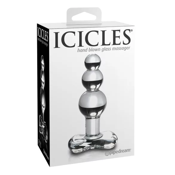 Icicles No. 47 - analni plug s tri kuglice - staklo - prozirni