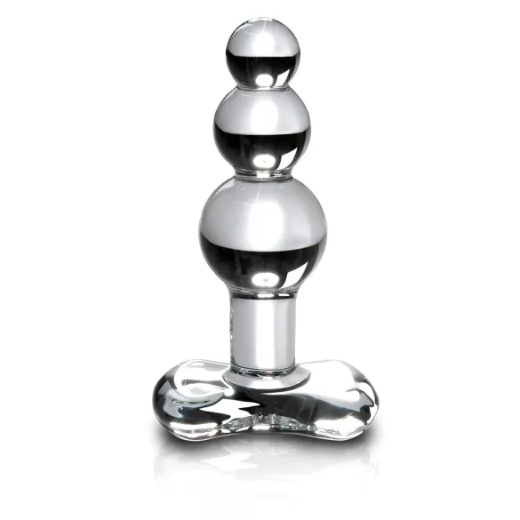 Icicles No. 47 - analni plug s tri kuglice - staklo - prozirni