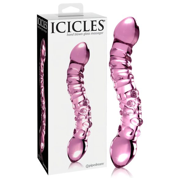 Icicles No. 55 - dvosmjerni, G-točka stakleni dildo (ružičasti)