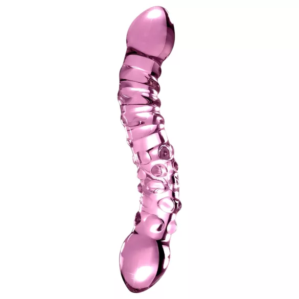 Icicles No. 55 - stakleni dildo za G točku s dva kraja - roza