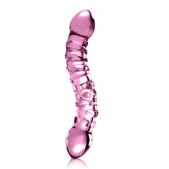 Icicles br. 55 - stakleni dildo s dvije strane, G-točka (roza)