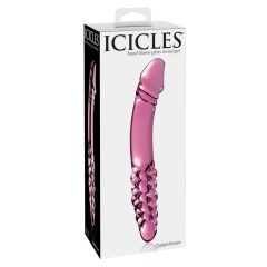 Icicles br. 57 - dvostrani stakleni dildo s penisom (roza)